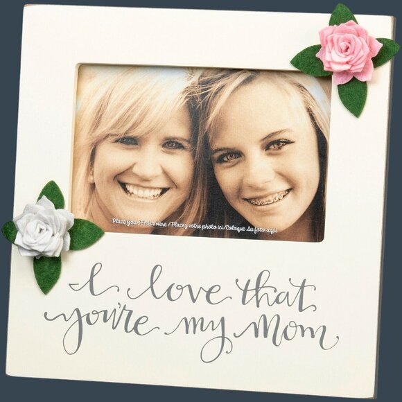 I Love That Youre My Mom Photo Frame 8x8 in Floral Embellishments Easel Back - Picture 1 of 4